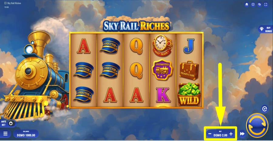 Sky Rail Riches Bet Value