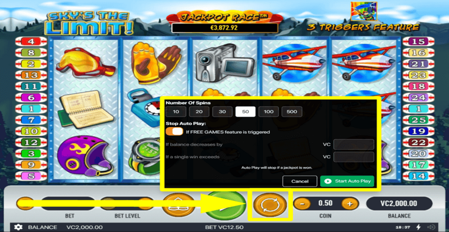 Skys The Limit Autoplay Feature