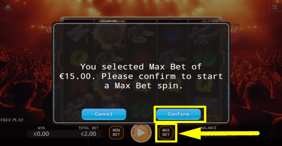 Slam Dunk Contest Max Bet Button