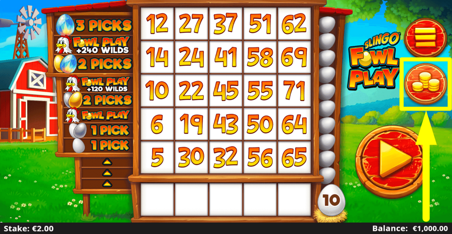 Slingo Fowl Play Bet Value