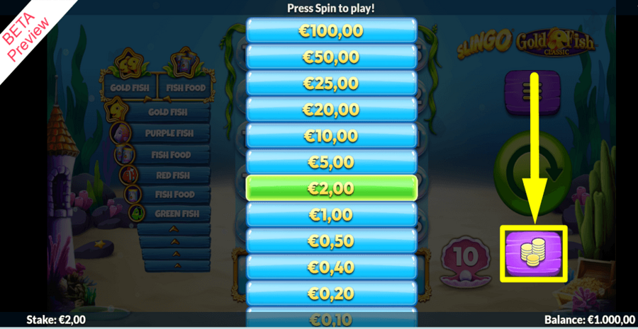 Slingo Gold Fish Bet Value