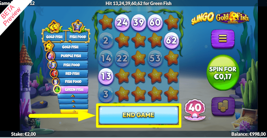 Slingo Gold Fish End Button