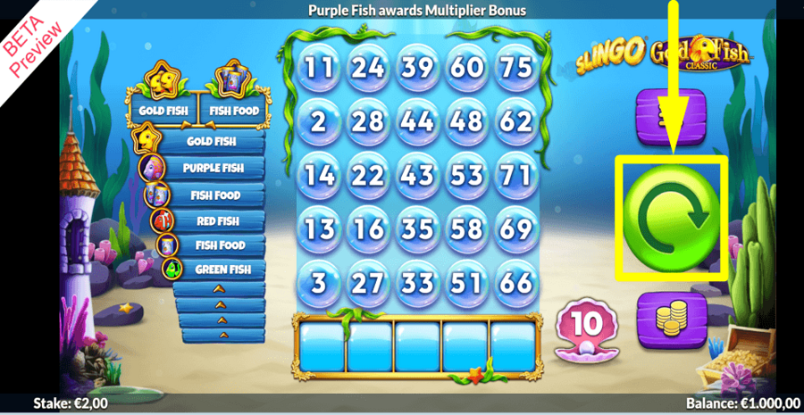 Slingo Gold Fish Spin Button