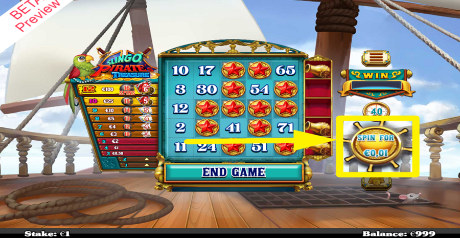 Slingo Pirates Treasure Extra Spin