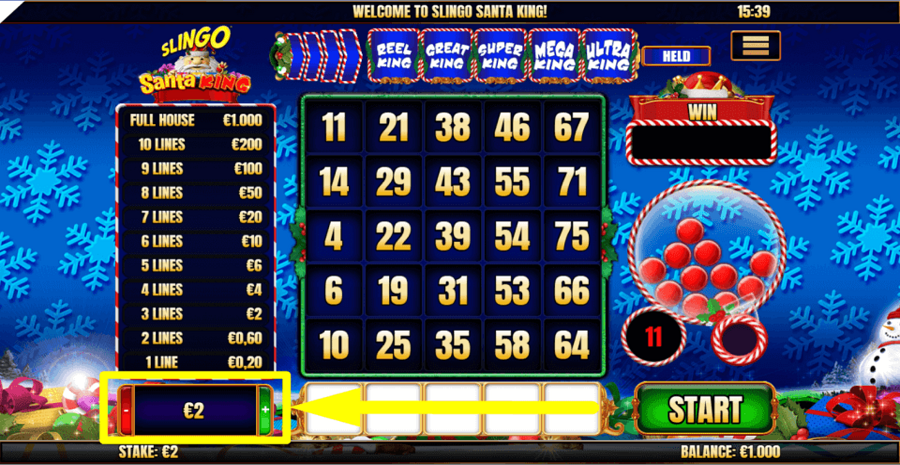 Slingo Santa King Bet Value