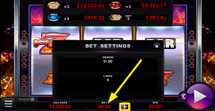 Smokin Hot Gems Bet Adjust