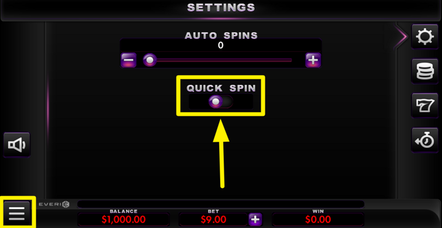 Smokin Hot Gems Quick Spin Feature