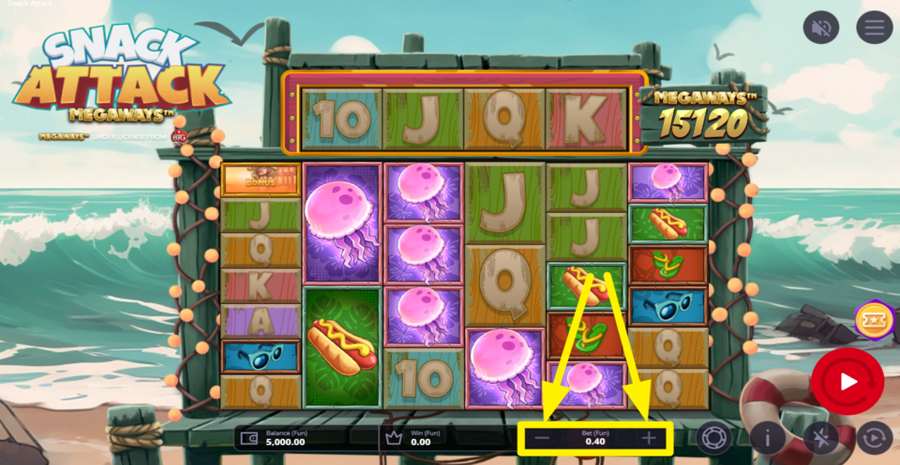 Snack Attack Megaways Adjust Bet