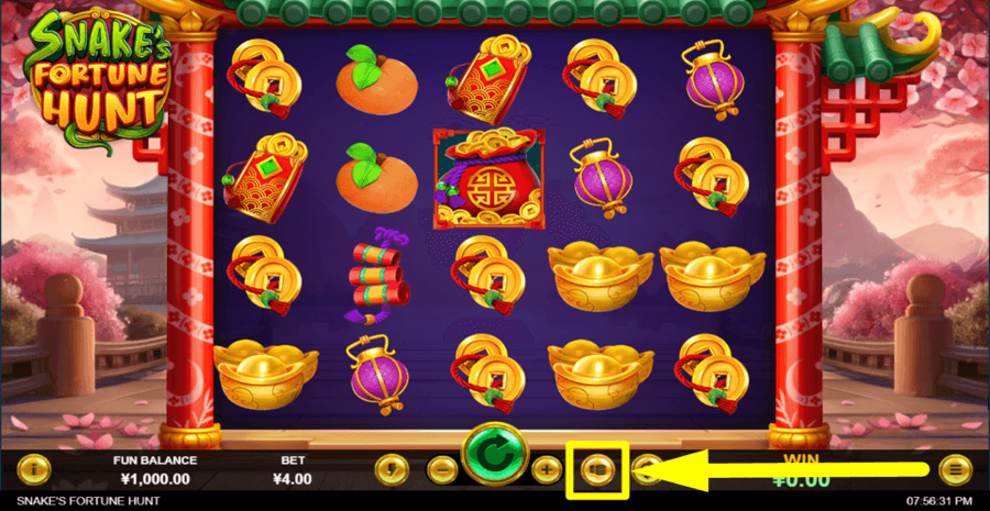 Snakes Fortune Hunt Max Bet Button