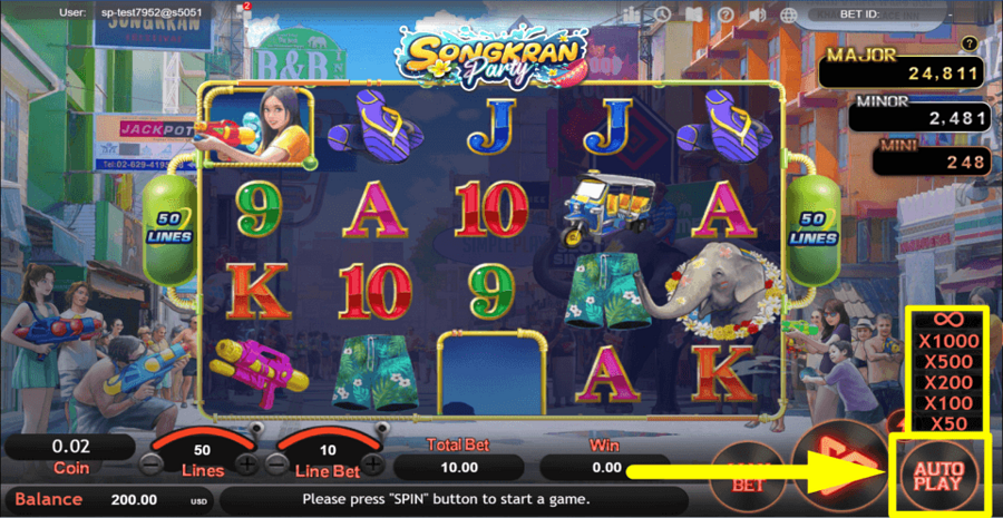 Songkran Party Autoplay Feature