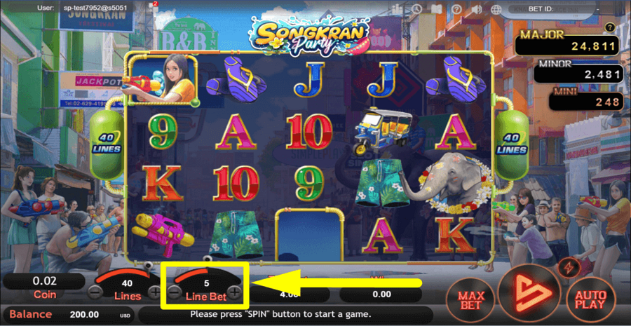 Songkran Party Line Bet Value
