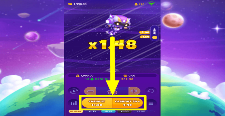 Space Crasher Cashout Button