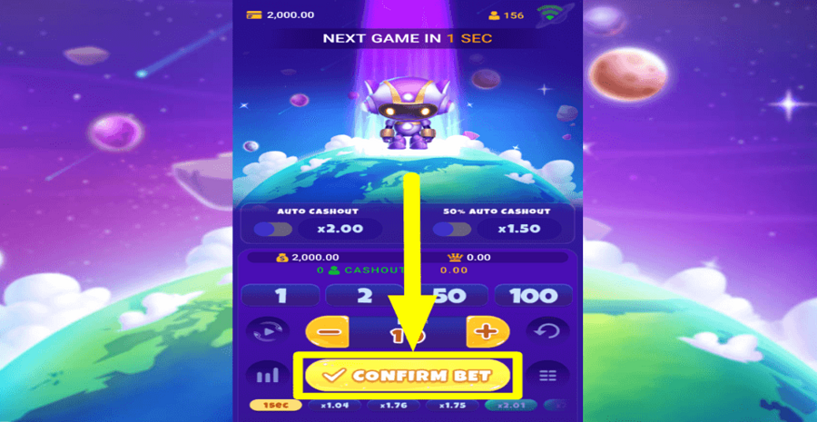Space Crasher Confirm Button