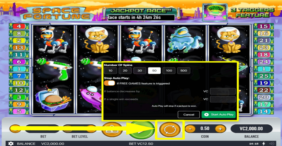 Space Fortune Autoplay Feature