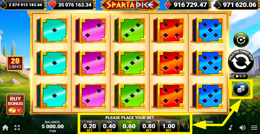 Sparta Dice Adjust Bet