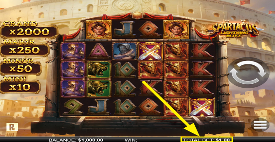 Spartacus Lightning Blitz Adjust Bet