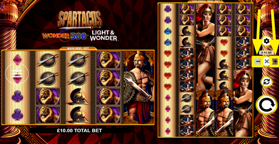 Spartacus Wonder 500 Adjust Bet