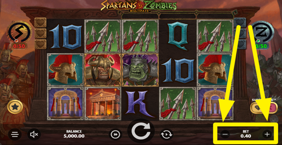 Spartans Vs Zombies Multipays Adjust Bet