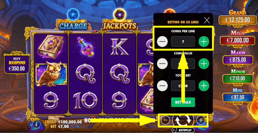 Spell Master Coins Per Line