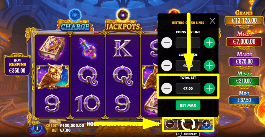 Spell Master Total Bet Value