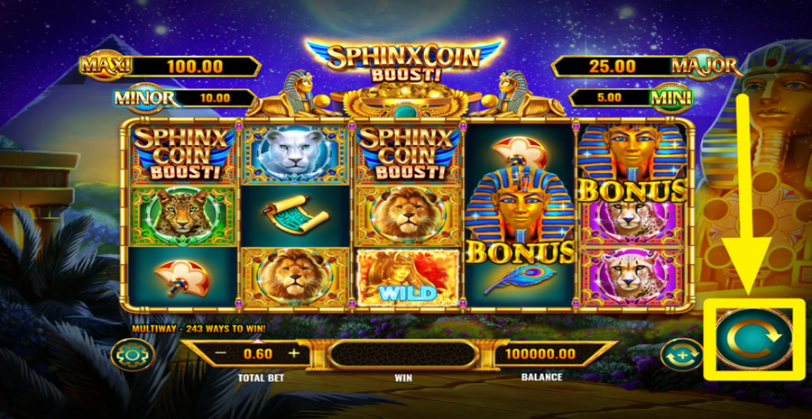 Sphinx Coin Boost Spin Button