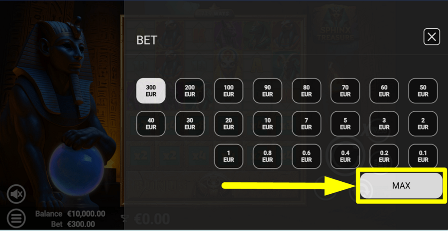 Sphinx Treasure Max Button