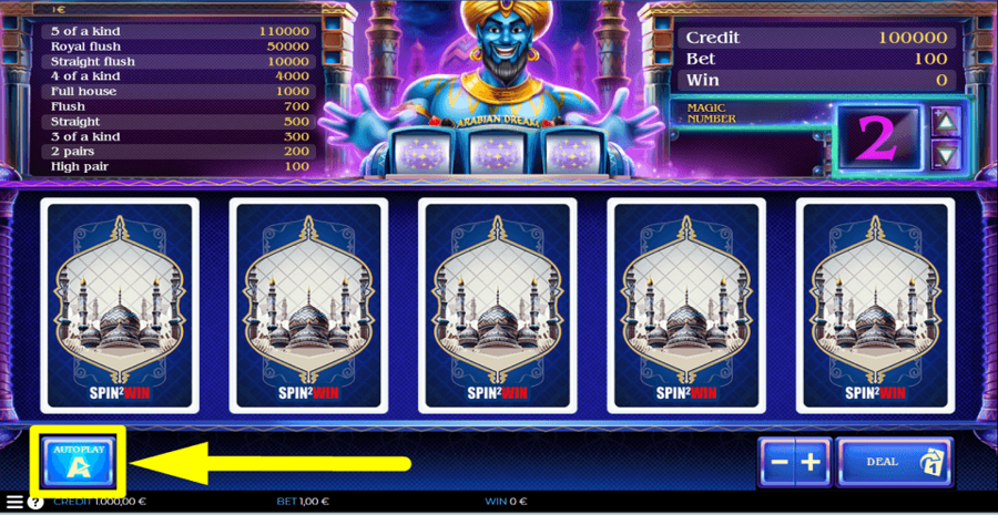 spin2win Arabian Dream Autoplay Feature