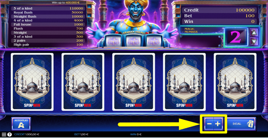 spin2win Arabian Dream Bet Value