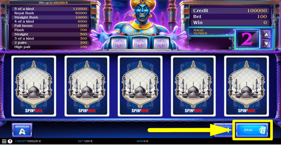 spin2win Arabian Dream Deal Button