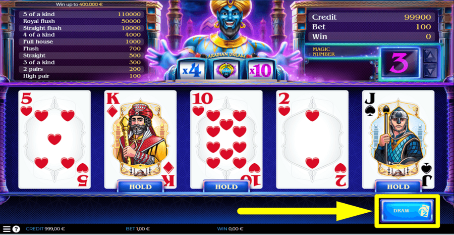 spin2win Arabian Dream Draw Button