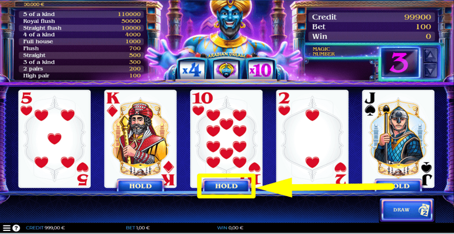 spin2win Arabian Dream Hold Button