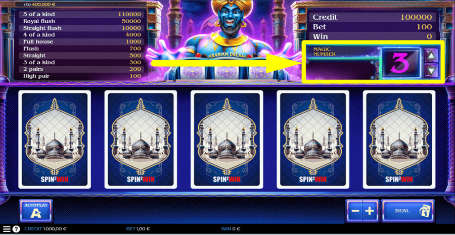 spin2win Arabian Dream Magic Number Value