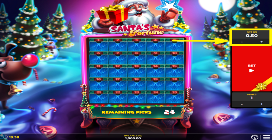 spin2win Santas Fortune Adjust Bet