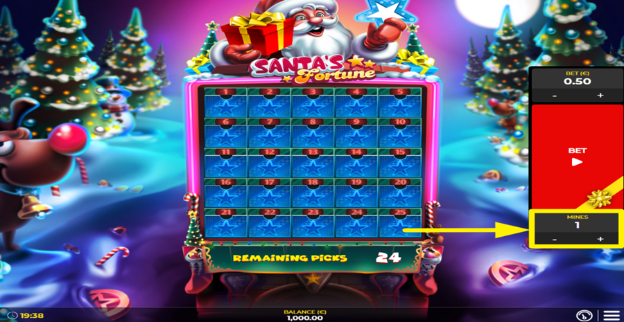 spin2win Santas Fortune Adjust Mines