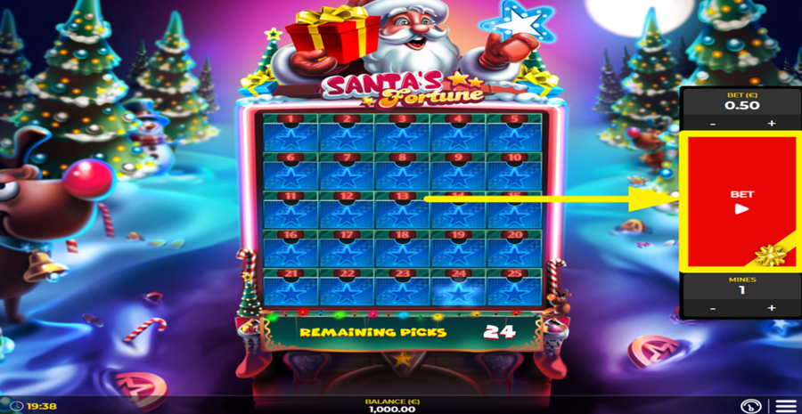 spin2win Santas Fortune Place Bet