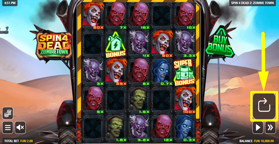 Spin 4 Dead 2 Zombietown Spin Button