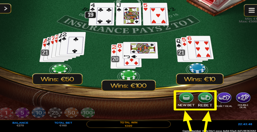 Spinoro Blackjack New Bet Or Rebet