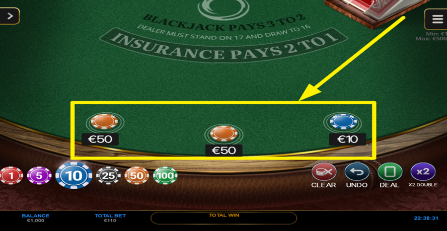 Spinoro Blackjack Place Bet