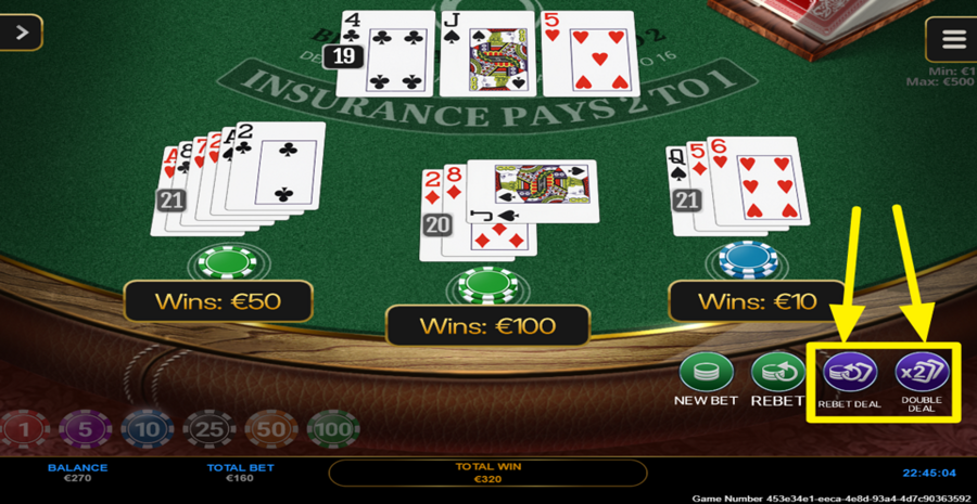 Spinoro Blackjack Rebet Double Deal