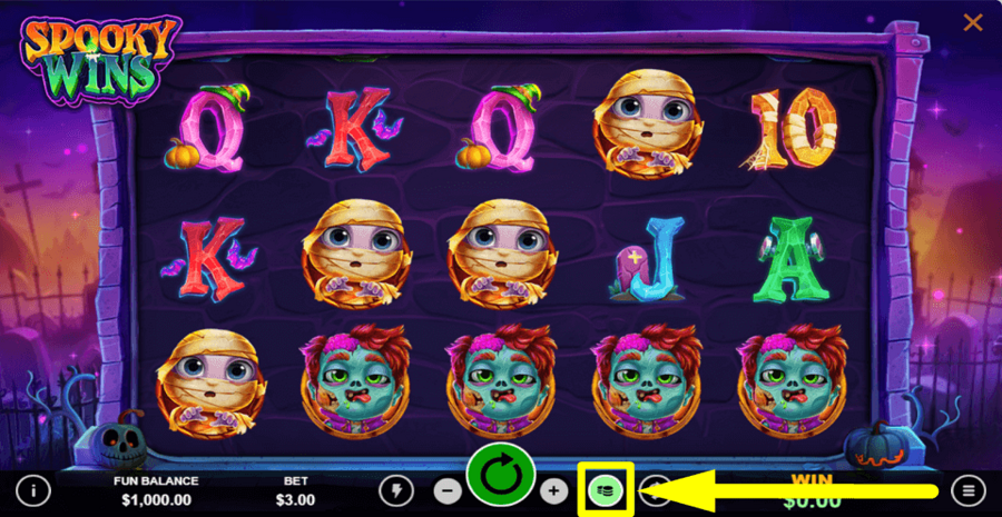 Spooky Wins Max Bet Button