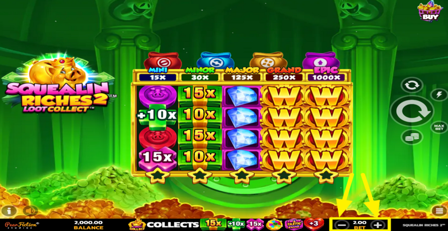 Squealin Riches 2 Adjust Bet