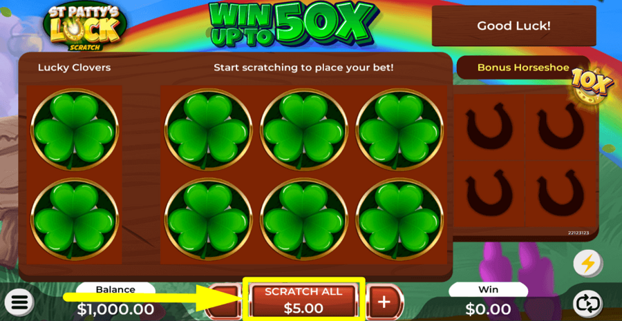 St Pattys Luck Scratch Button