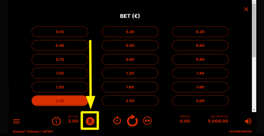 Starburst Xxxtreme Bet Adjust