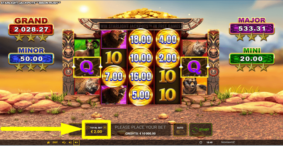 Starlight Jackpots Bison Rush Bet Value