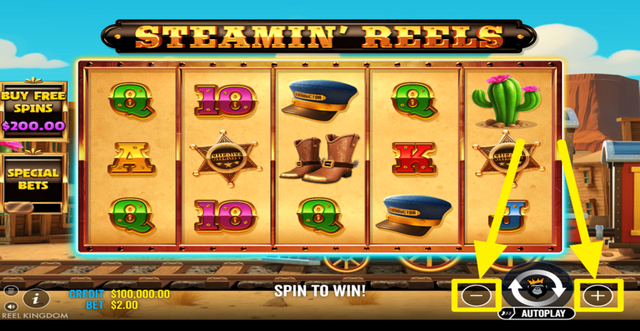 Steamin Reels Adjust Bet