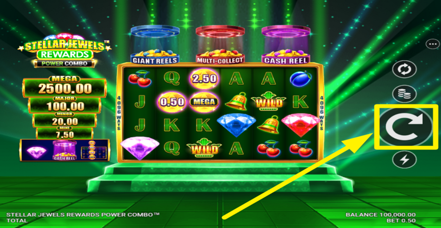 Stellar Jewels Rewards Power Combo Spin Button