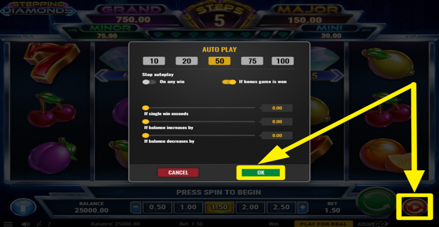 Stepping Diamonds Autoplay