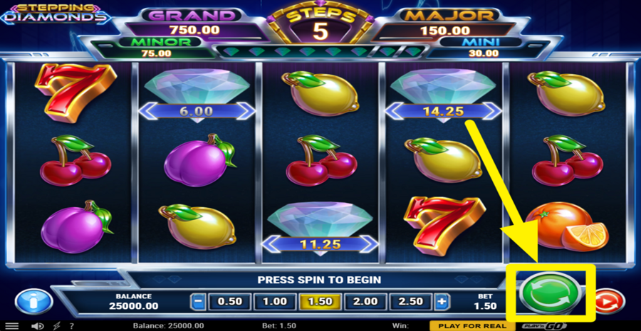 Stepping Diamonds Spin Button