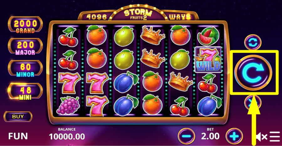 Storm Fruits 2 Spin Button