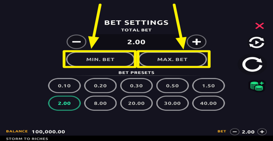 Storm To Riches Min Max Bet